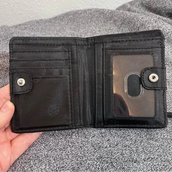 Unisex Black Bi-fold Wallet Faux Leather coin Purse multiple Card Holders + ID - Picture 3 of 15